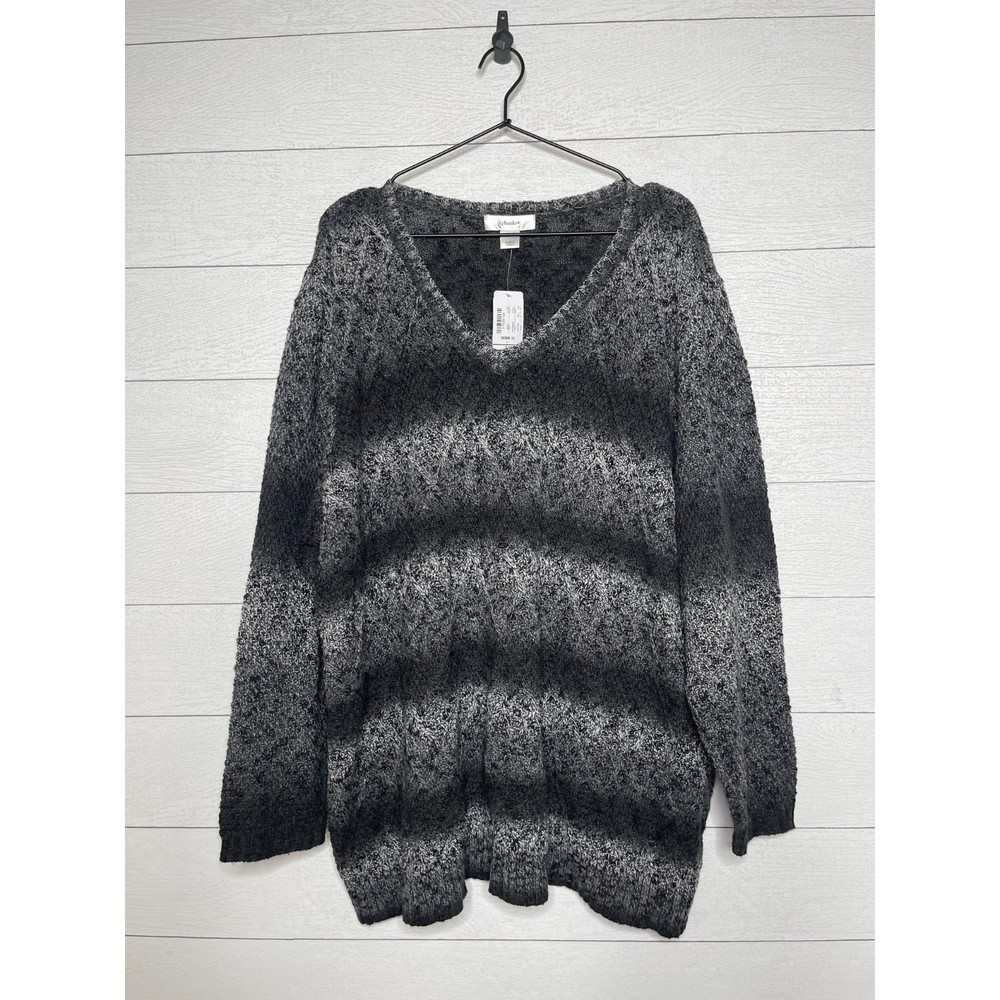 CJ Banks Womens Sweater Black Gray Size 3X New